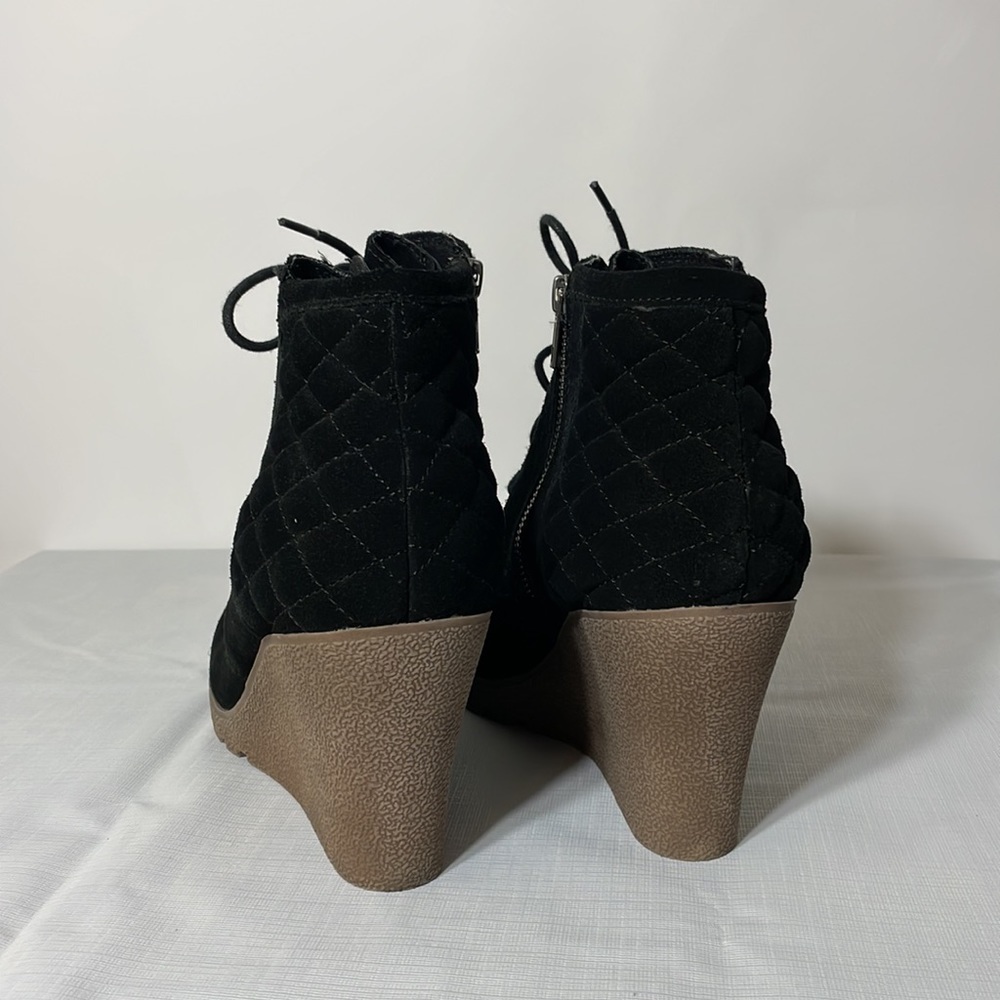 MIA 11 wedge ankle boots booties black suede - Picture 7 of 11